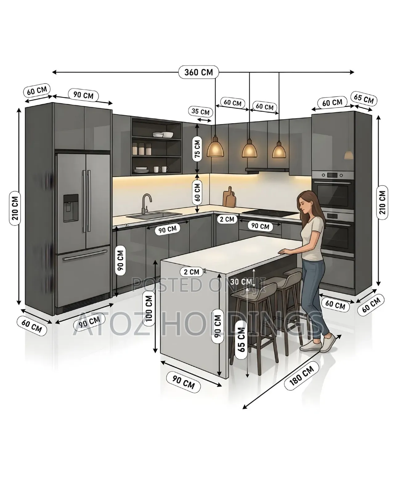 Special Measured Kitchen Cabinets 1,050,000/- Per Running Meter