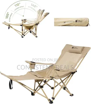 Reclining Camping Chair With Foot Rest, Folding Lounge Chair