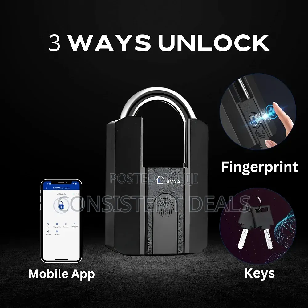 Heavy Duty Smart Padlock With 3 Way Access Fingerprint
