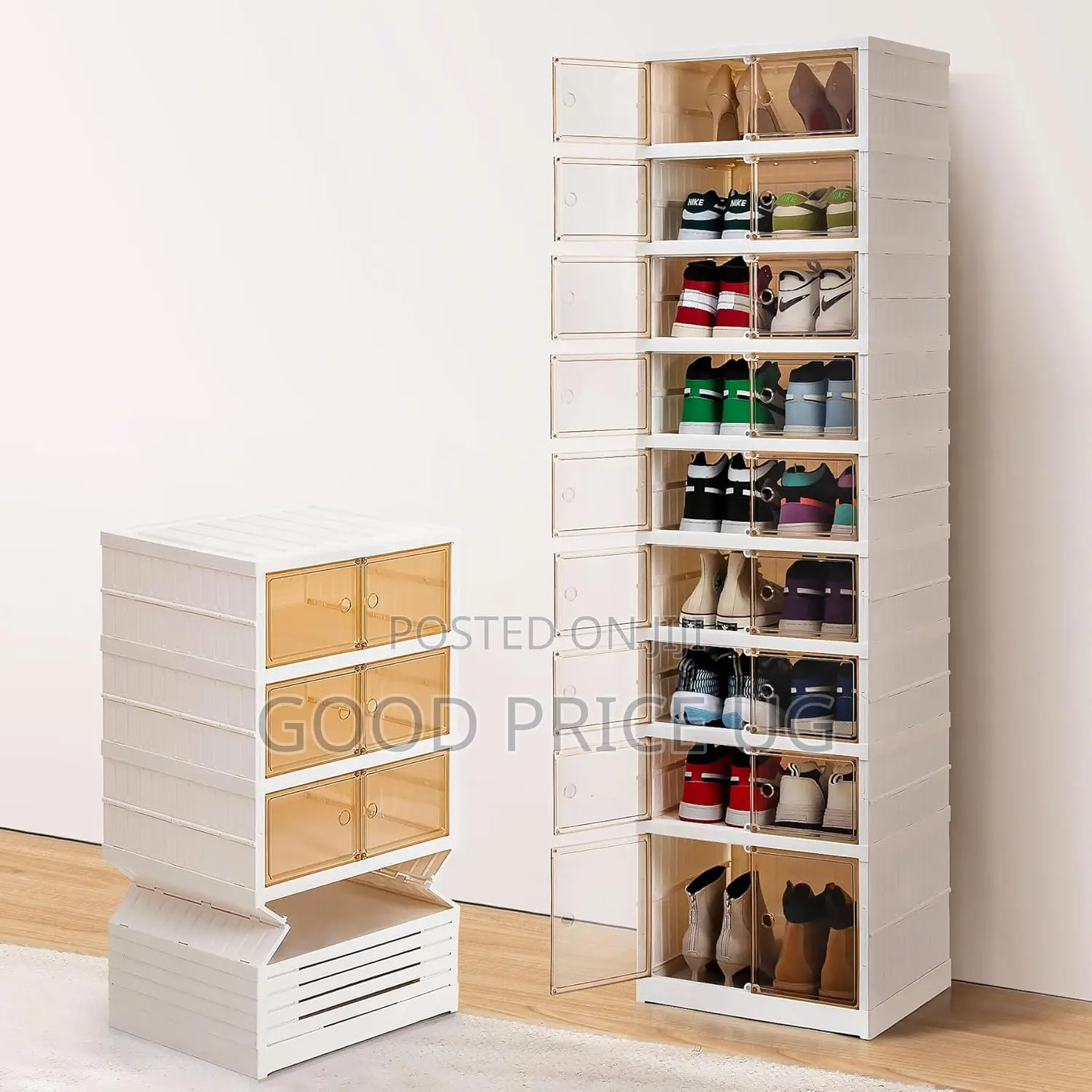 6-Tier Stackable and Collapsible Plastic Shoe Cabinet