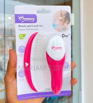 Momeasy Pink and White Baby Brush and Comb Set