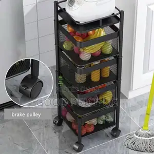4-Tier Rotating Kitchen Storage Trolley Car