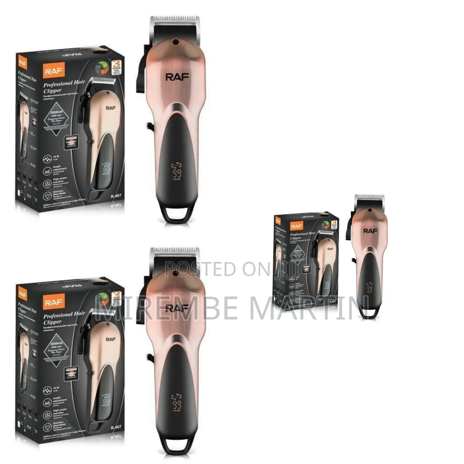 RAF Professional Cordless Hair Clipper and Trimmer Set With Digital