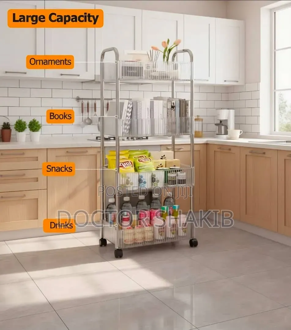 4-Tier Clear Acrylic Rolling Utility