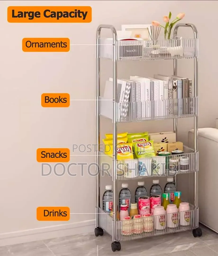 4-Tier Clear Acrylic Rolling Utility