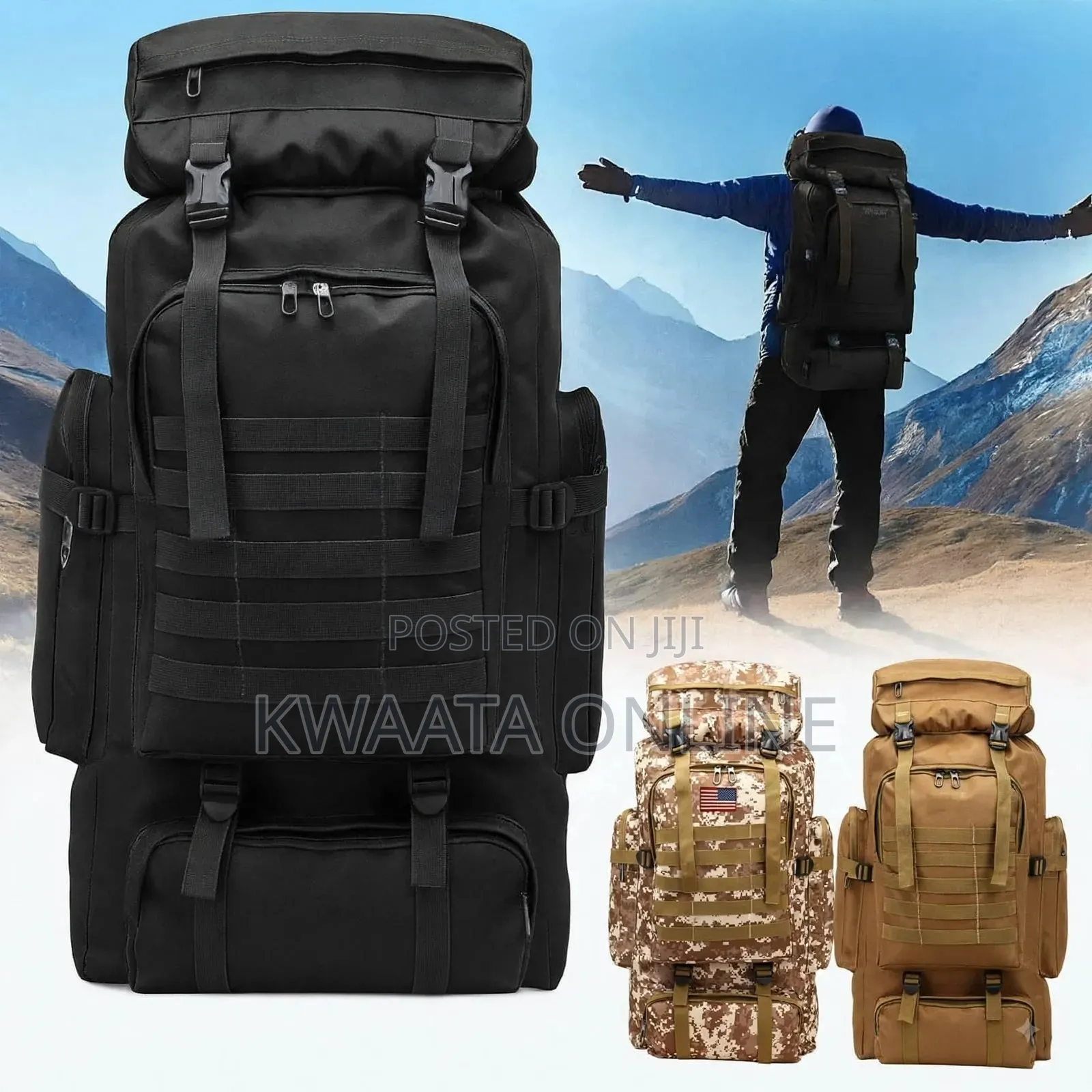 Backpack Rucksack Travel Hiking Camping Tactical Outdoor Bag