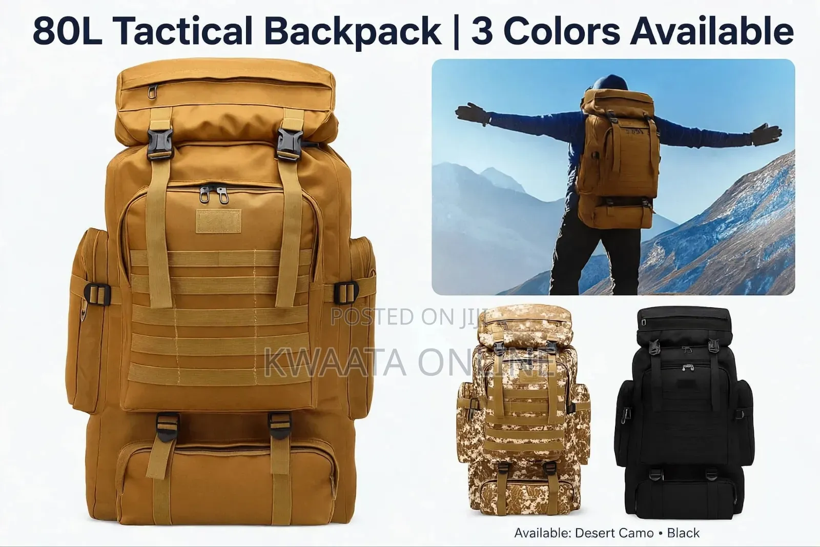 Backpack Rucksack Travel Hiking Camping Tactical Outdoor Bag