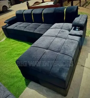 Black Sticker 5 Seater Sofa Set