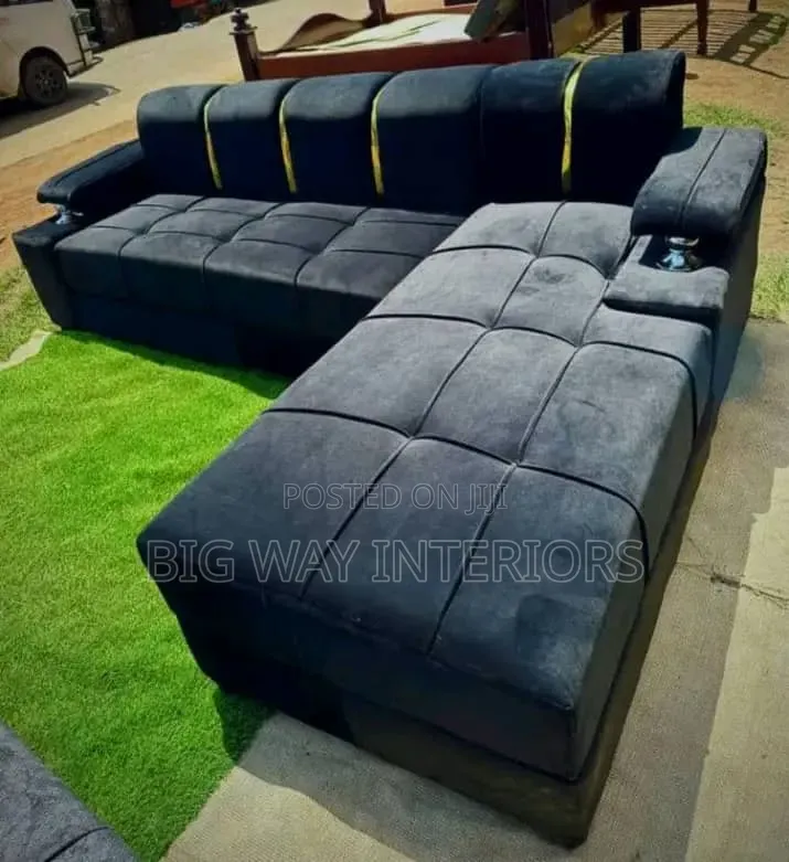 Black Sticker 5 Seater Sofa Set