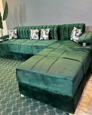 Black Sticker 5 Seater Sofa Set