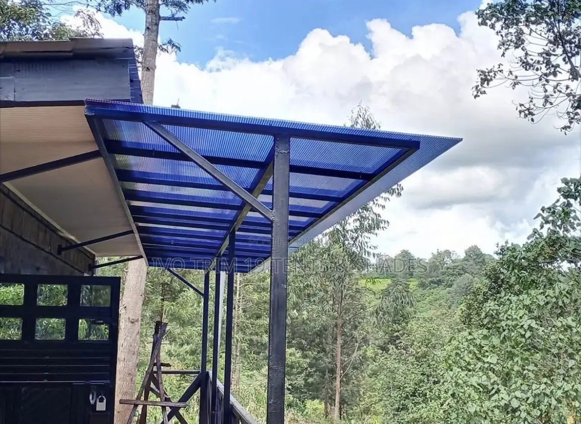 Blue Polycarbonate Lean-to Roof / Awning