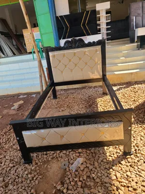 Small Double 4by6 Cream Leather Bed