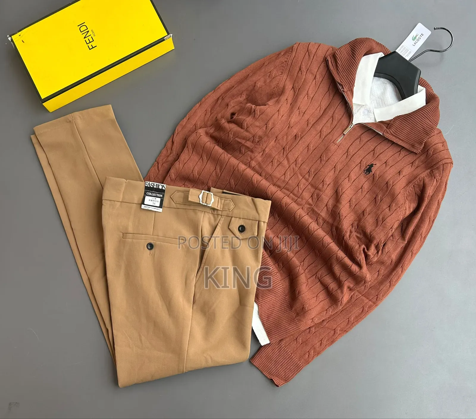 Old-Money Style Outfit Set Cable-Knit Quarter-Zip White Shirt