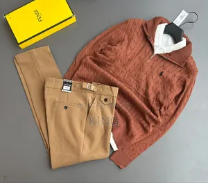 Old-Money Style Outfit Set Cable-Knit Quarter-Zip White Shirt