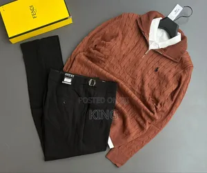 Old-Money Style Outfit Set Cable-Knit Quarter-Zip White Shirt