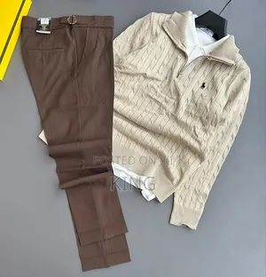 Old-Money Style Outfit Set Cable-Knit Quarter-Zip White Shirt