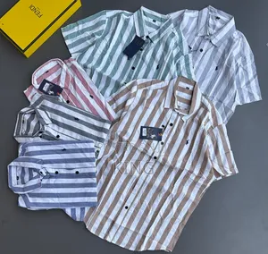 Bold Vertical Stripes Polo Shirt. Short Sleeve