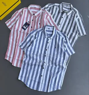 Bold Vertical Stripes Polo Shirt. Short Sleeve