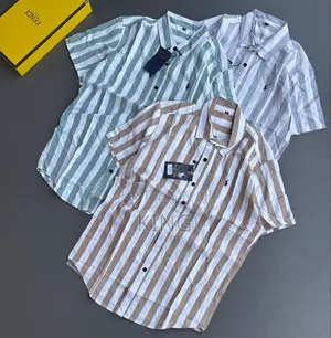 Bold Vertical Stripes Polo Shirt. Short Sleeve