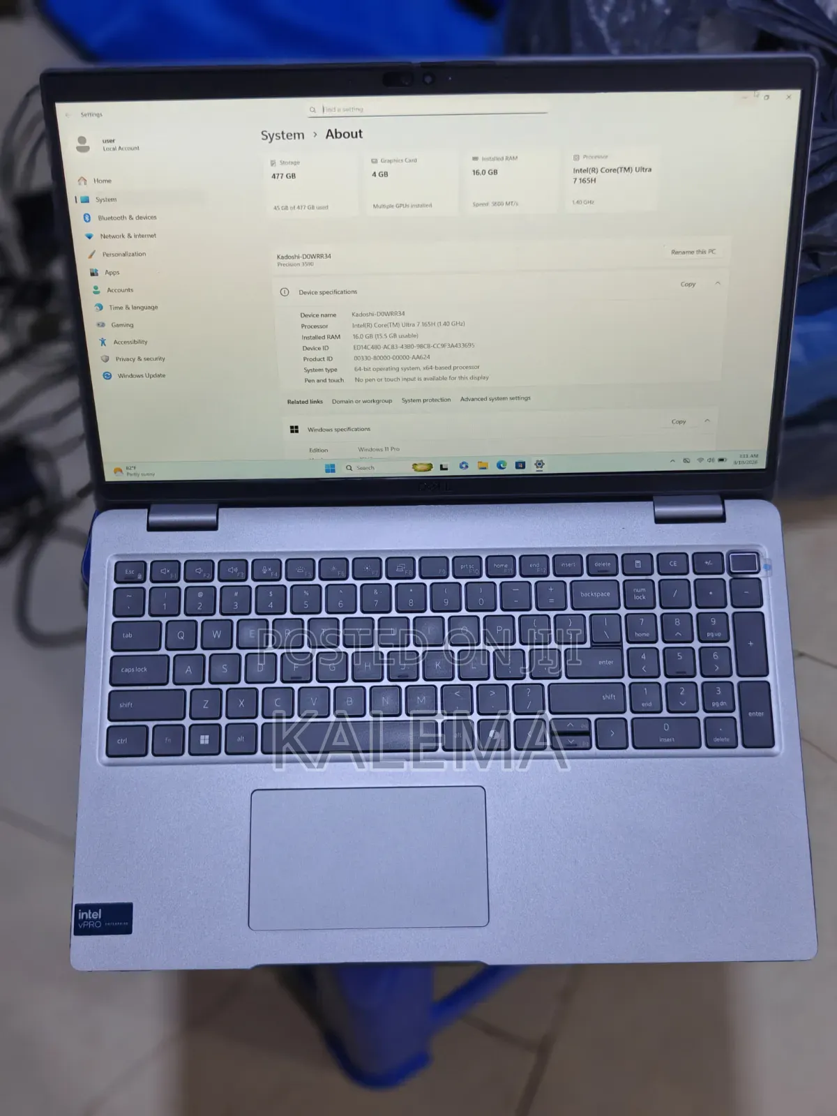 Laptop Dell Precision 3590 16GB Intel Core Ultra 7 SSD 512GB