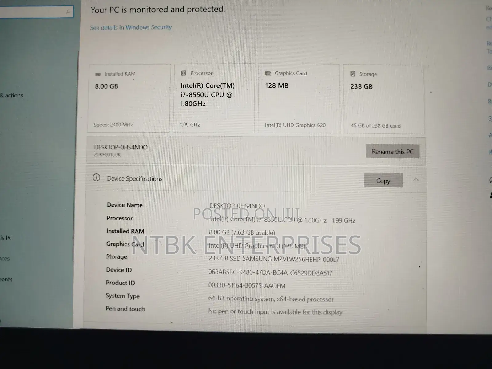 Laptop Lenovo ThinkPad X280 8GB Intel Core i7 SSD 250GB