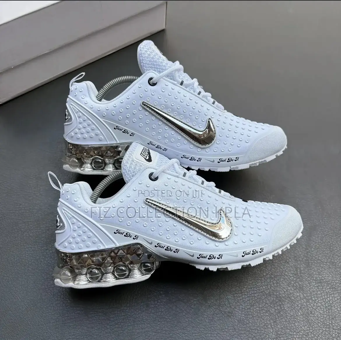 Original Nike Chrome Silver Swoosh Bubble Heel Sneakers