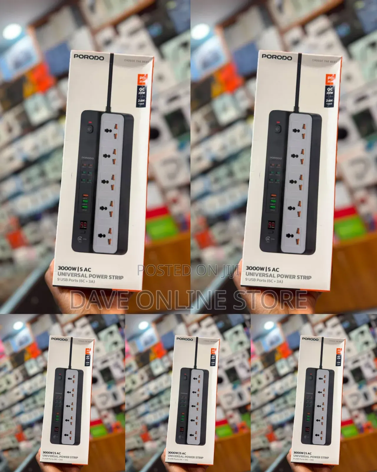 Porodo 3000W 5AC Universal Power Strip