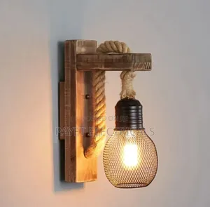 Ip66 Wood With Rope Wall Mounted Lamp Holder