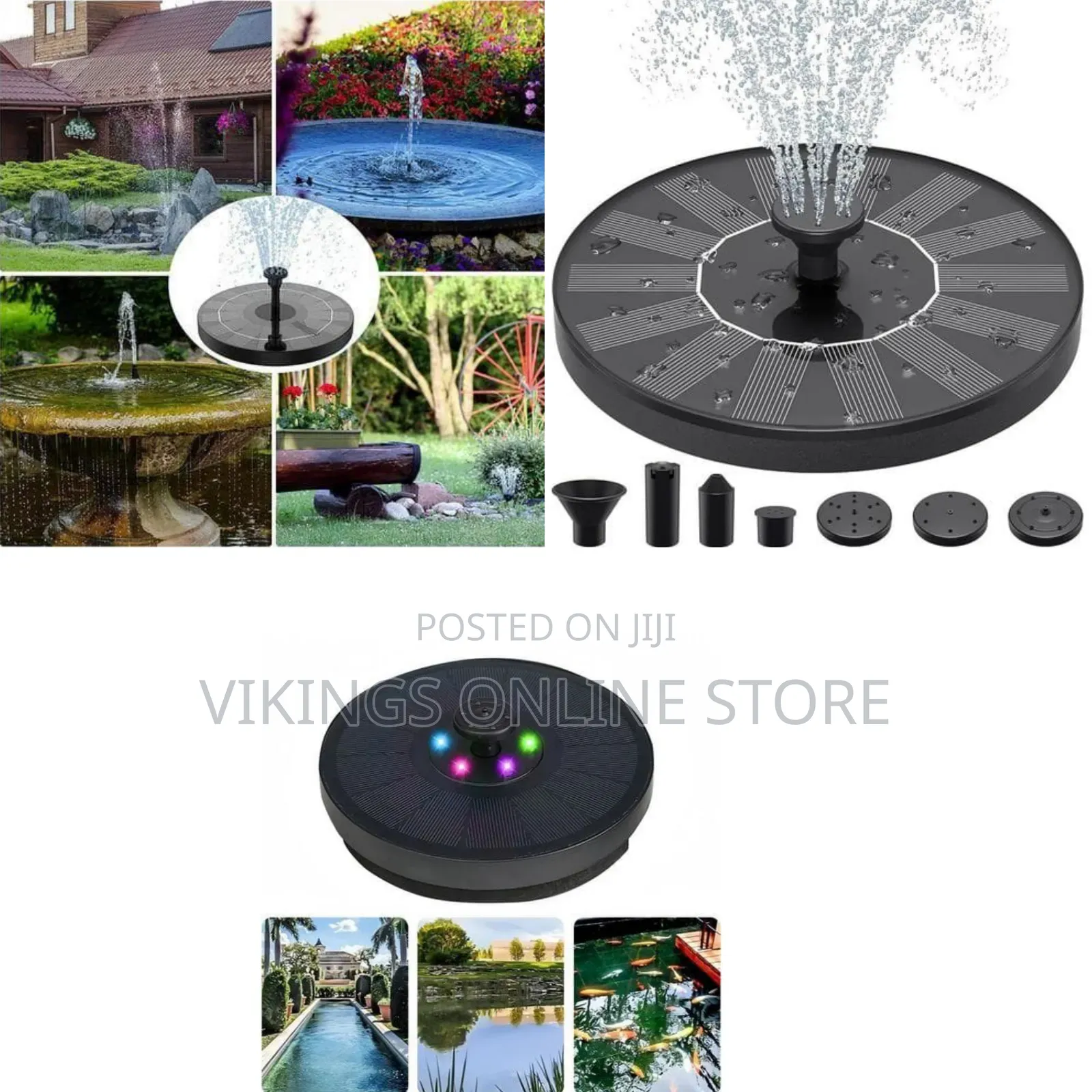 Garden Floating Solar Water Fountain With 5 RGB LED Lights Floating
