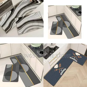 Modern Liquid Marble Abstract Kitchen Mat Set