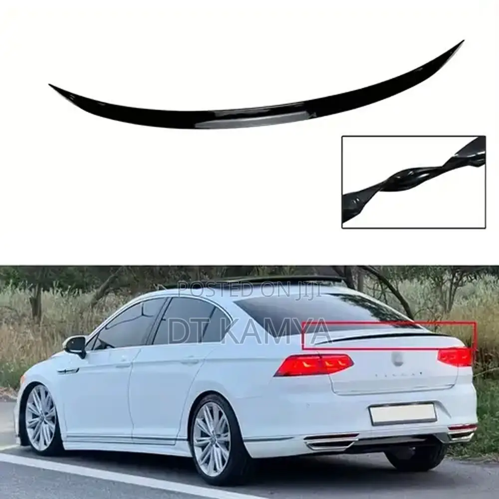 Black Soft Rear Boot Spoiler Universal Rubber Sticker Spoiler
