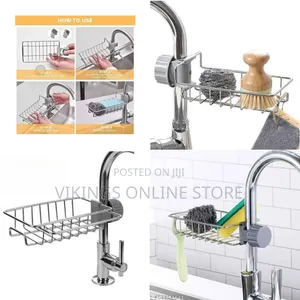 Aucet-Mounted Kitchen Sink Caddy and Sponge Organizer