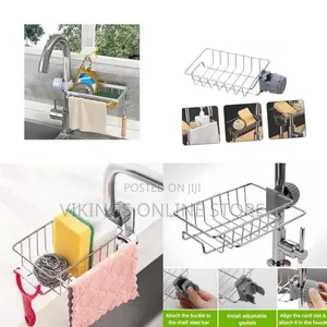 Aucet-Mounted Kitchen Sink Caddy and Sponge Organizer