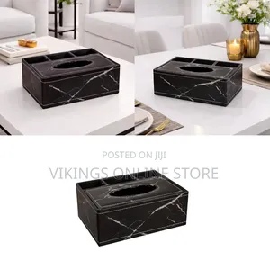 PU Leather Tissue Box Holder With Desk Organizer, Multipurpose Tissue
