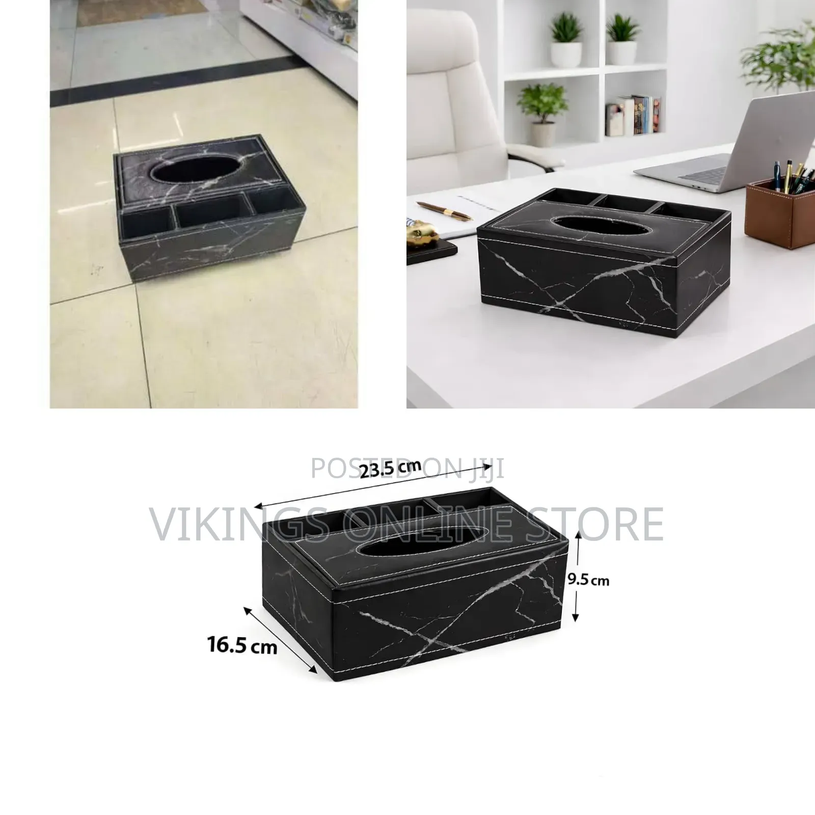 PU Leather Tissue Box Holder With Desk Organizer, Multipurpose Tissue