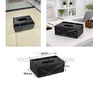 PU Leather Tissue Box Holder With Desk Organizer, Multipurpose Tissue