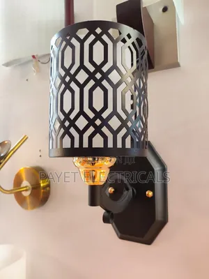Wall Lamp Holder With Black and Gold