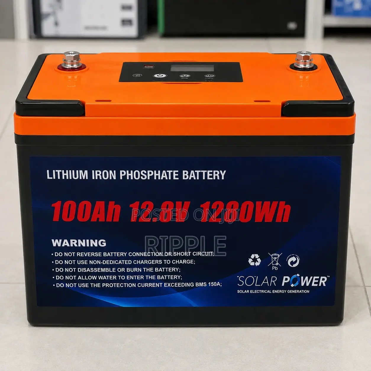 100Ah LiFePO4 Lithium Battery 1.28kWh Solar Backup 12V