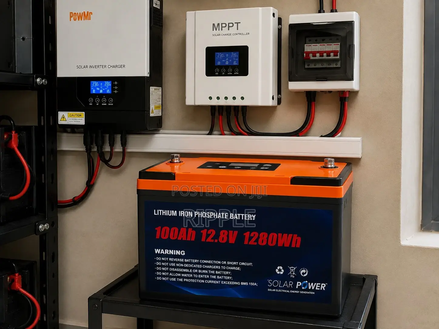 100Ah LiFePO4 Lithium Battery 1.28kWh Solar Backup 12V