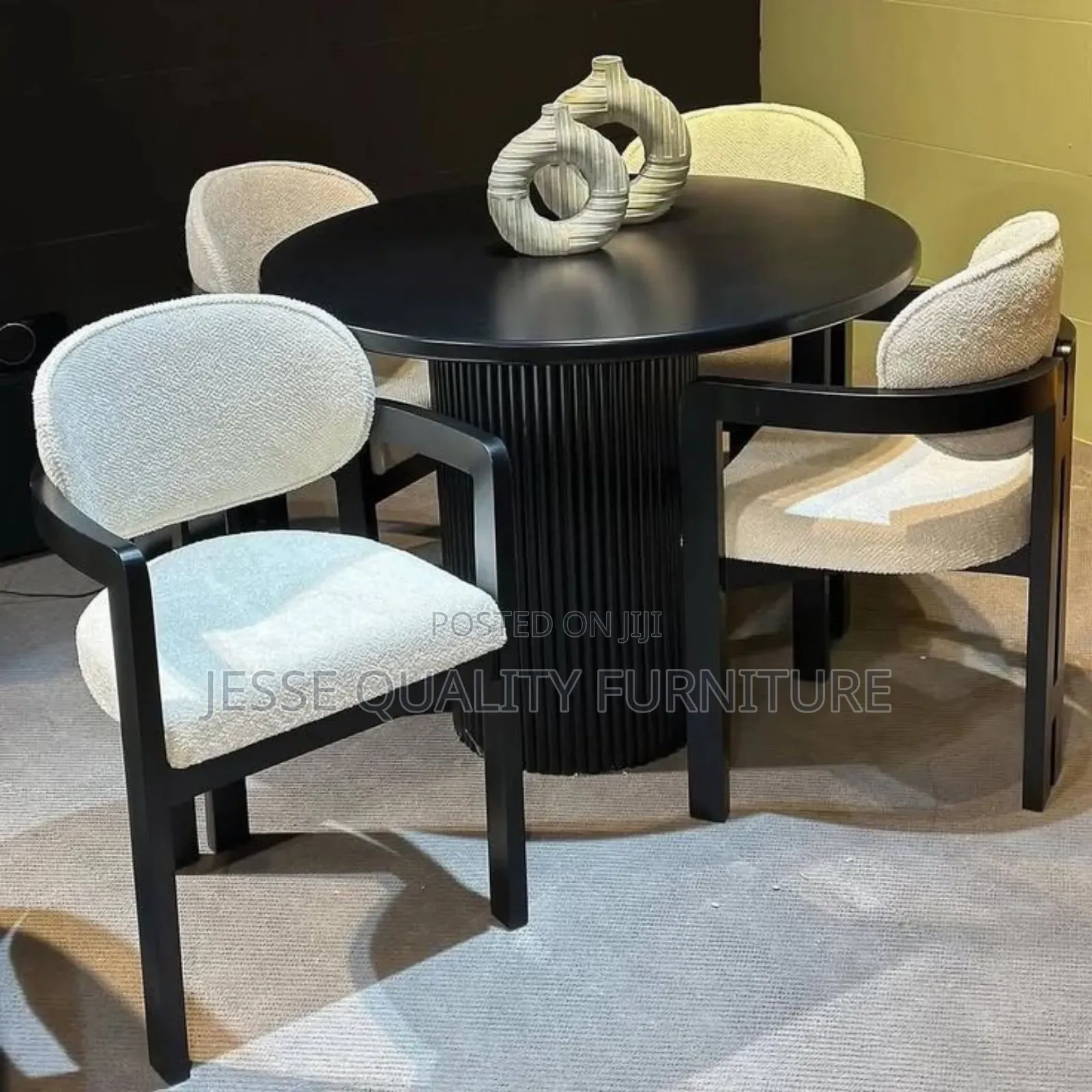 Luxurious Black Space Saving Four Seater Dining