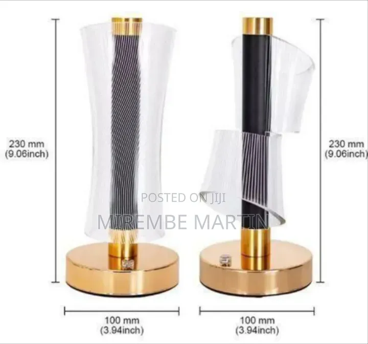 Contemporary LED Cordless Table Lamp With Patterned Acrylic Shade