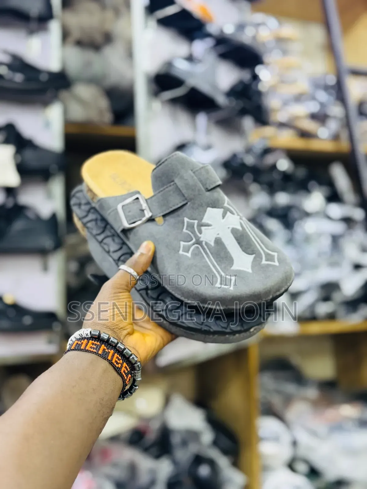 Suede Chrome Cross Clogs Mules