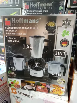 Hoffmans Electronics 3-in-1 Blender, Grinder, (Model: HM-2064).