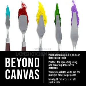 5-Piece Steel Palette Knife Set Painting Mixing, Texturing,Art Cake