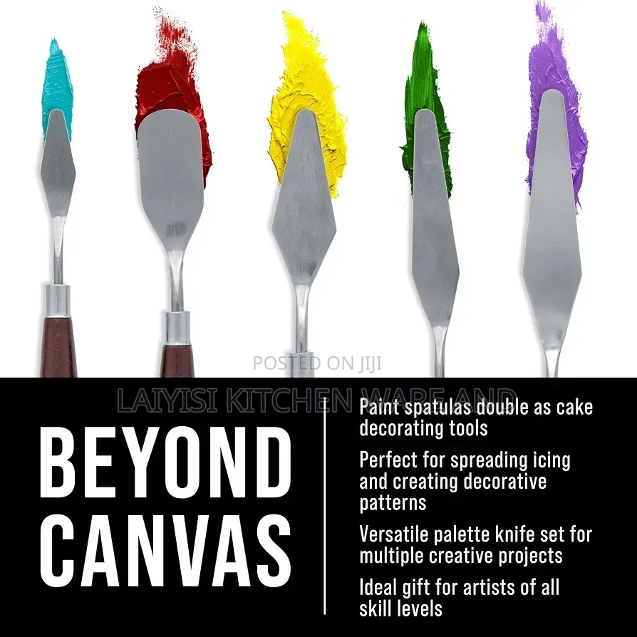 5-Piece Steel Palette Knife Set Painting Mixing, Texturing,Art Cake