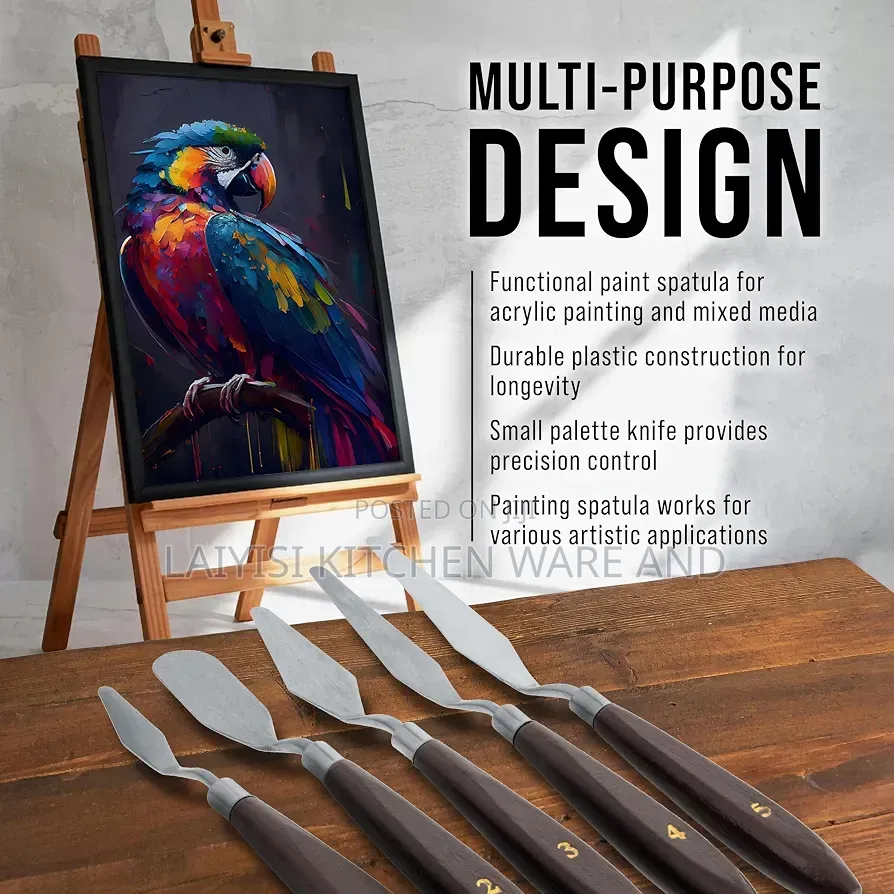 5-Piece Steel Palette Knife Set Painting Mixing, Texturing,Art Cake