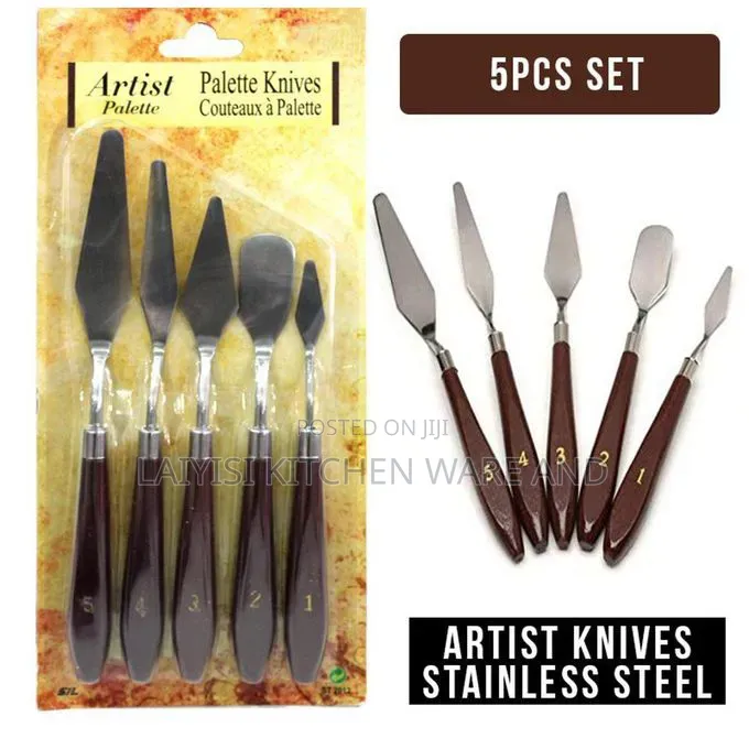 5-Piece Steel Palette Knife Set Painting Mixing, Texturing,Art Cake