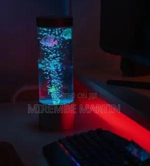 AuraGlow LED Bubble Lamp: Ambient Desktop Aquarium