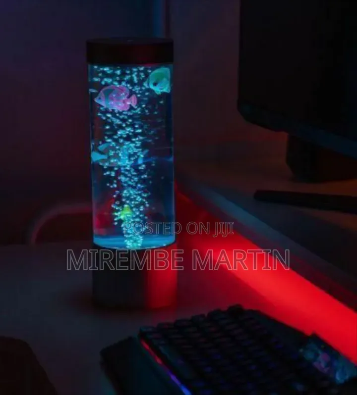 AuraGlow LED Bubble Lamp: Ambient Desktop Aquarium
