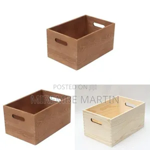Versatile Wooden Storage Crate With Integrated Handles (2-Pack)
